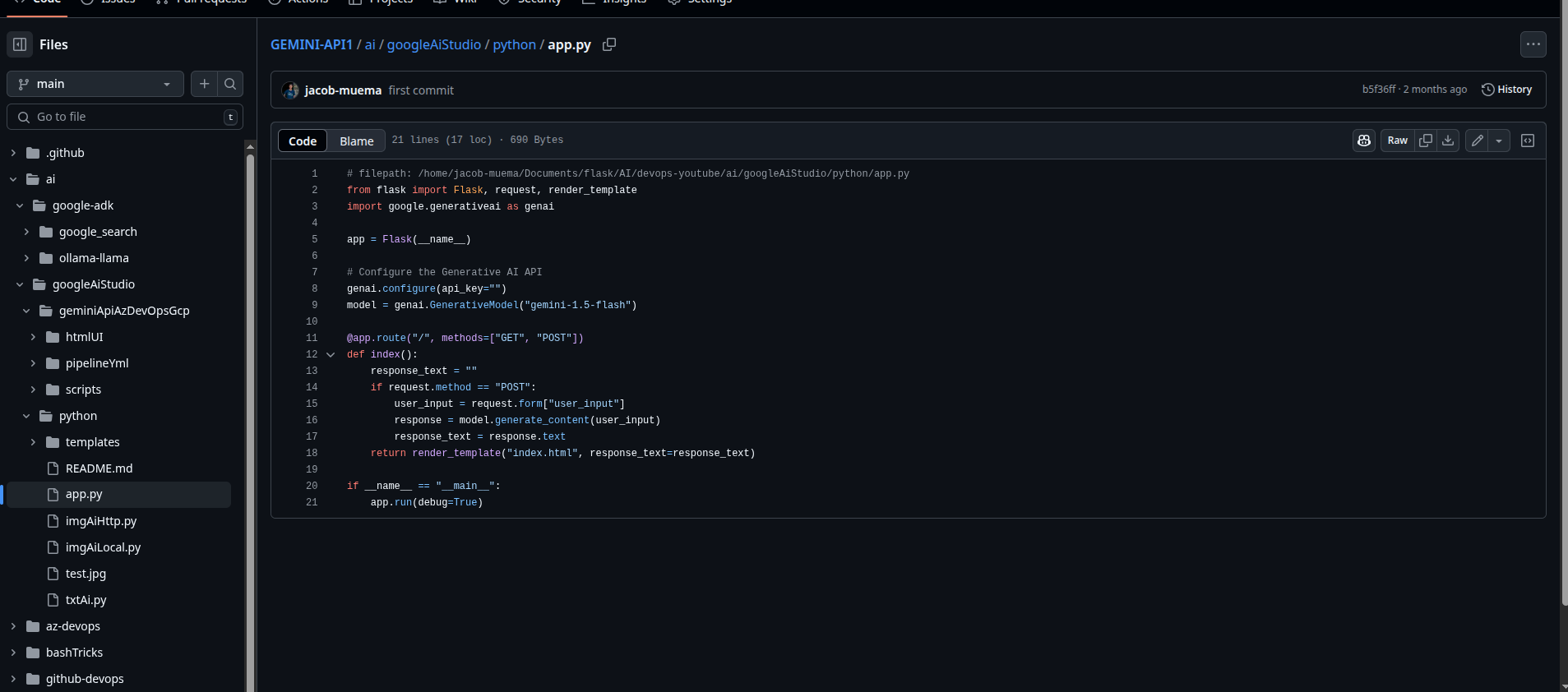 Gemini AI API Project by Jacob Muema